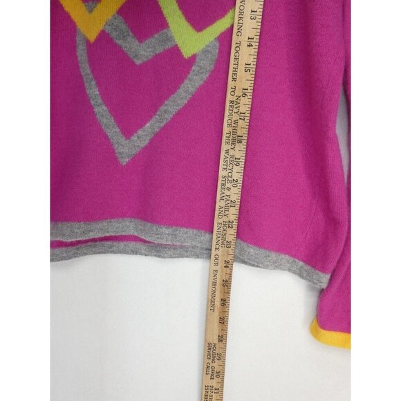 Vtg‎ Y2K Lambs Wool Blend Sweater Made in Italy Women XL Pink Neon Hearts Love - Picture 6 of 8